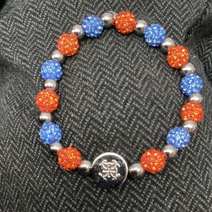 Rustic Cuff Sparkling Red & Blue Stretch Bracelet 1216